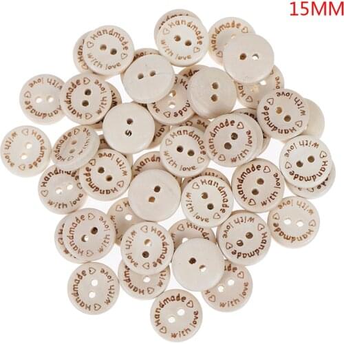 50PCS/lot Natural Color Wooden Buttons handmade love Letter wood button craft DIY baby apparel accessories