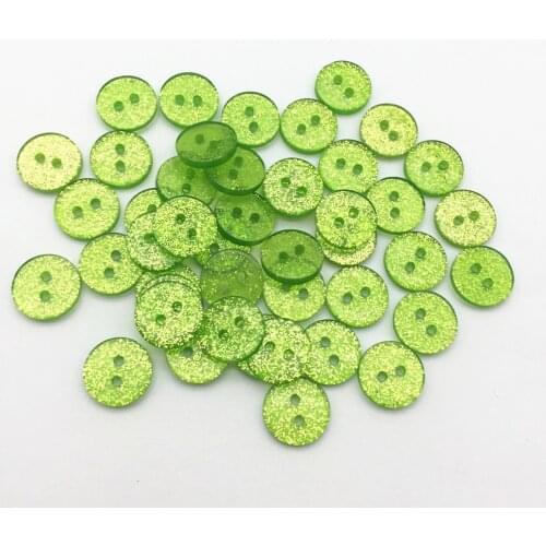 500pcs Lime Green with Silver Glitter Sparkly 13mm 2 Holes Round Resin Buttons for Womens Clothes Sewing Accessory Baby Button