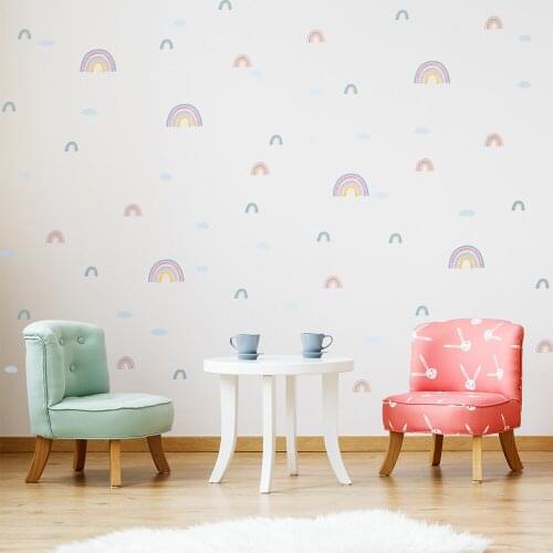 58pcs/set Watercolor Candy Color Rainbow Wall Stickers Removable Waterproof Decals for Kids Room Kindergarten Room Decor