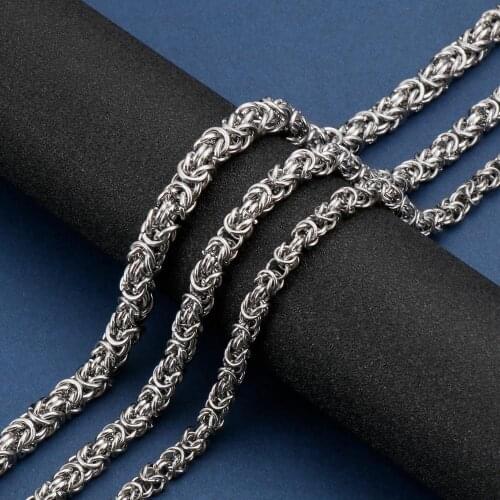 Mens Jewelry Trendy Stainless Steel Woven lantern Byzantine Chain Necklace Link Chain 45"-55" 6/7/8mm Free Choose Xmas Gift