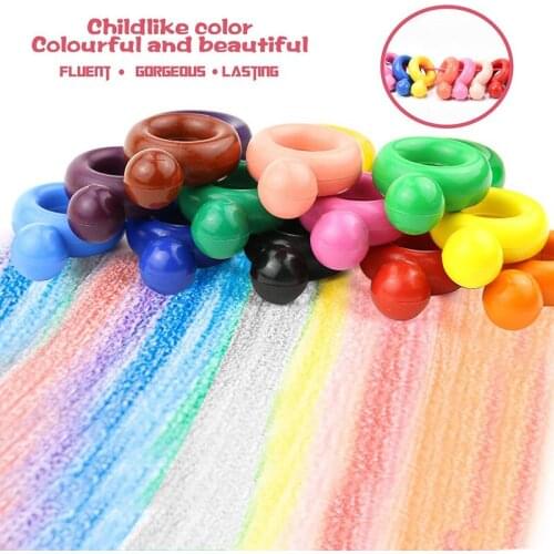 Diamond Ring Shaped 12 Colors Wax Crayons For Children Ring Crayons Brush Chalk Drawing Set Painting Stationery Art Supplies