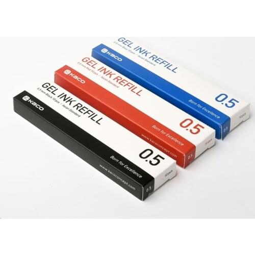 Asian Standard Kaco Universal Gel Ink Refill 10pcs/box Blue Black Dark-blue Red Gel Pens 0.5mm Refills School Office Supplies