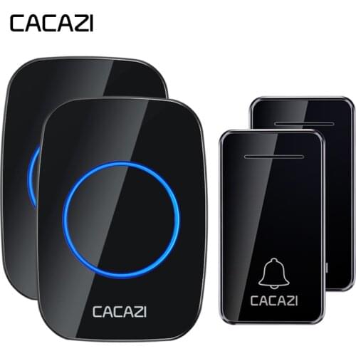 CACAZI Wireless Doorbell Self-powered No battery Waterproof 2 Button 2 Receiver LED light US EU UK Plug Home Cordless DoorBell