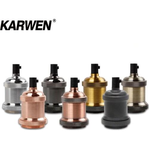 KARWEN E27 Lamp Holder Vintage Edison bulb Base E26 Screw Bulb base 110V 220V Aluminum Light Socket Industrial Retro Pendant Fittings Lampholders Fixture