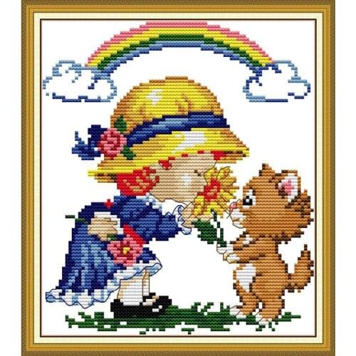 Everlasting Love Happy Moment Chinese Cross Stitch Kits Ecological Cotton Clear Stampted Printed 11CT DIY Christmas Decoration