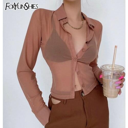 Прозрачные блузки FORYUNSHES China At AliExpress