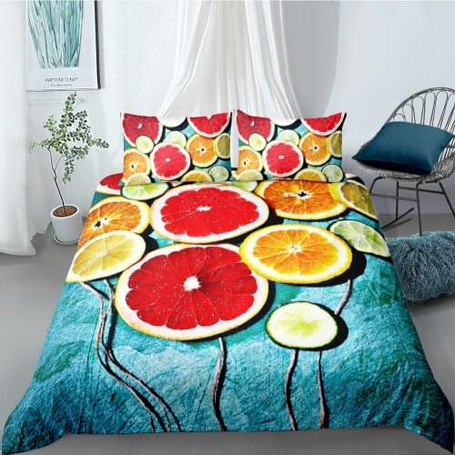 Grapefruit Bedding Set Creative Design 3D Fresh High End Duvet Cover King Queen Twin Full Single Double Unique Design Bed Set