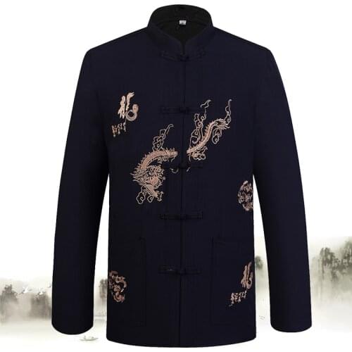 Brand New Arrival Chinese Traditional Mens Cotton Mandarin Collar Embroider Dragon Jackets Coats S M L XL XXL XXXL MTJ2015070