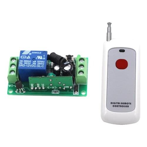 MITI-DC 12V 1CH Wireless Remote Control Switch System Receiver & 1 Red Button 200M Remote 315mhz/433mhz SKU: 5364