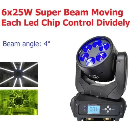 New 6X25W Beam Moving Head Super Beam LED Moving Head Light Dj Decorations Wedding Stage Lighting Effect Disco Lights Club Party