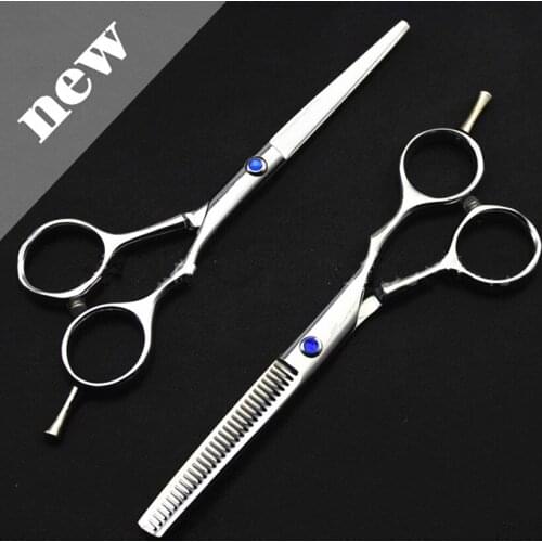 New professional 5.5 inch japan 440c steel thinning barber makas cutting hot shears cut hair scissors set hairdressing scissors
