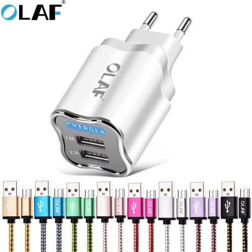 Olaf 5V2A USB Charger EU US Adapter fast wall travel charger charging for Samsung S10 iphone xiaomi huawei micro usb cable 1m