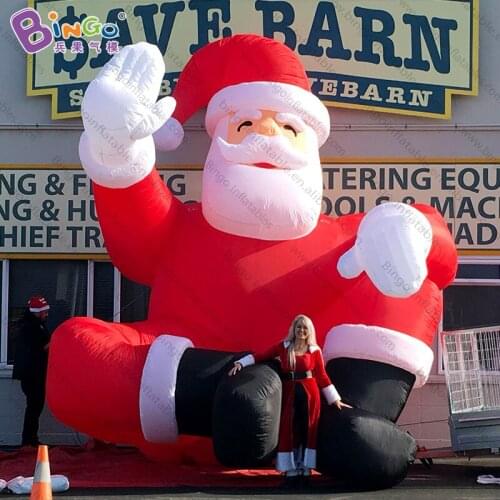 PORTABLE BALLOON 5mh inflatable sitting and waving Santa Claus custom made Christmas toy for advert