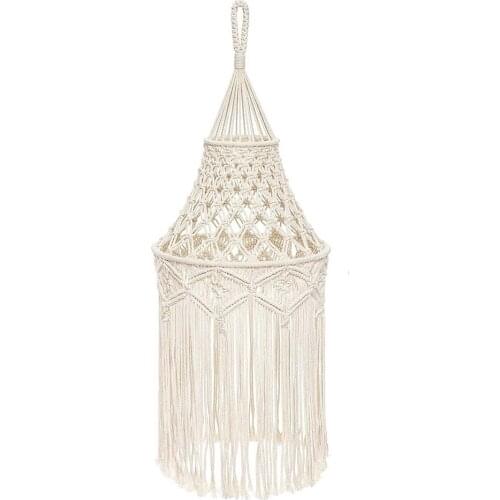 ROMANZO 30*80CM Boho Handmade Macrame Light Shade Chandeliers Wall Hanging Lamp Cover Decoration Macrame Woven Tapestry GT1002