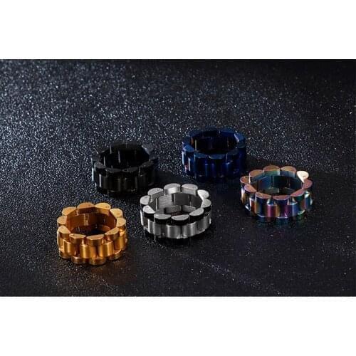 Luxury Gold Color Stainless Steel Rings Men Jewelry Chain Style Rings for Women Mens Ring Gift Jewelry