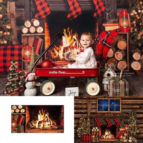 Christmas Backdrop For Fireplace Background Red Brick Wall Red socks Photo Studio Props New Year Wallpaper Family Party Decor