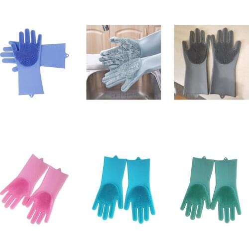 Silicone Dishwashing Gloves with Scrubber Hook for Spongeless Dishwashing, Car washing, House