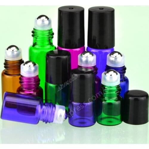 1 ml 2 ml 5 ml Glass Essential Oil Roller Bottles, Small Glass Roller Balls Aromatherapy Perfumes Lip Balms Glass Roll On Bottle