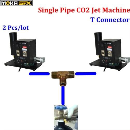 2 Pcs/lot co2 jet machine dmx co2 jet cannon Stage Effect Light 2pcs Co2 jets share co2 gas tank with T connector