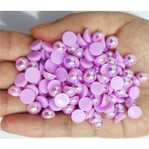 Light purple AB Half Round Pearl Rhinestone Crystal Non Hotfix Flat Back Rhinestones Trim Accessories for Nail Art Rhinestones