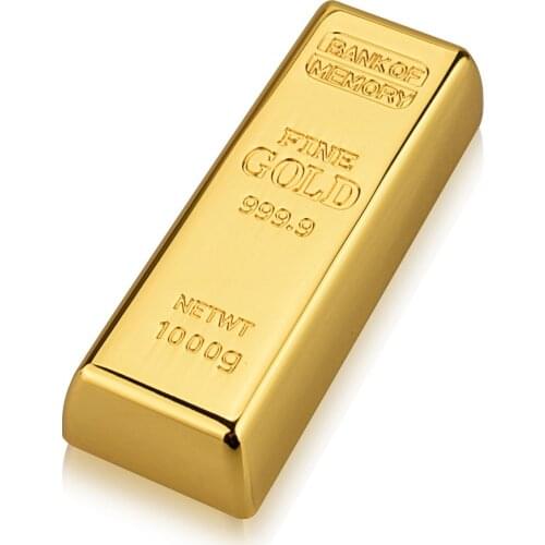 J-boxing 32GB USB Flash Drive Golden Bar Shape Pendrive Flash Memory Stick Metal Thumb USB Stick for Computer Laptop Mac Tablet