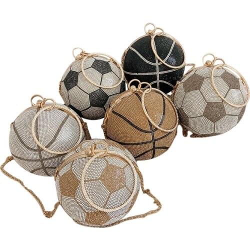 Women’s Personality Diamond Chain Bag Korean Fashion Basketball or Soccer Pattern Cross-body Bags