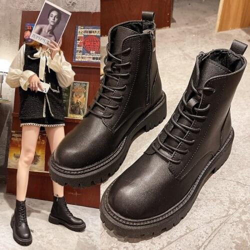 Winter Motorcycle Womens British Fashion Boots Rubber Outsole Womens Thick-soled Ankle Zipper Boots Brand Designer