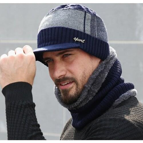 Winter Hats For Men Skullies Beanie Hat Winter Cap Men Women Wool Scarf Caps Set Balaclava Mask Gorras Bonnet Knitted Hat 2020