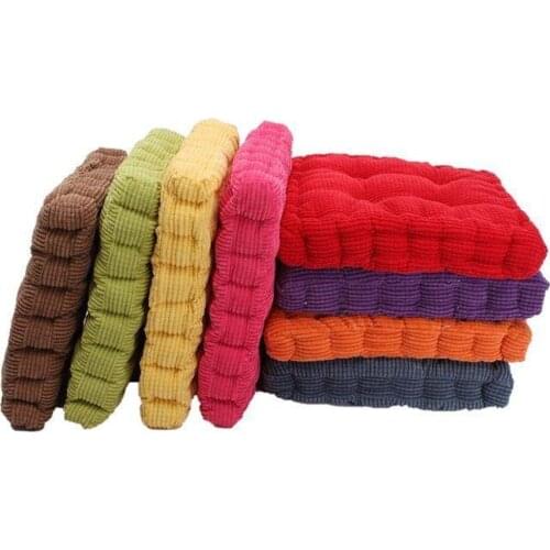 1pc Square Shape Chair Washable Plaid Thick Winter Warm Chair Pad Cushion Soft Comfortable Corduroy Home Floor Decorations