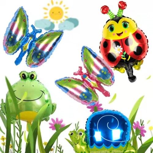 10pcs/lot Mini insect Foil Balloons Butterfly bee frog snail balloon children birthday party decoration Globos baby shower toy