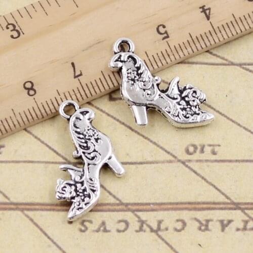 10pcs Charms Lady High Heels Shoes 18x25mm Tibetan Silver Color Pendants Antique Jewelry Making DIY Handmade Craft