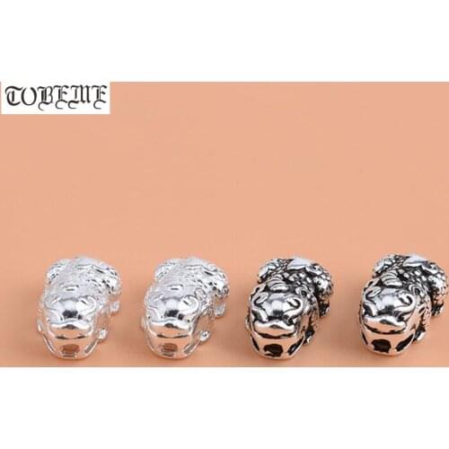 100% 925 Silver Pixiu Charm Pure Silver Fengshui Pixiu Beads Wealth Pixiu Beads Good Luck DIY Jewelry Findings