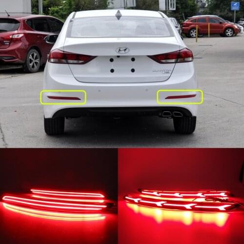 2PCS LED Rear Bumper Reflector Lights For Hyundai Elantra 2016 2017,,function is brake light&driving light