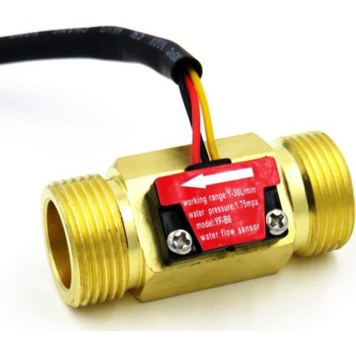 YF-B6 G3/4 brass flow sensor 5V DC 2-45 LPM flowmeter turbine inside zhongjiang Sea Dijiang factory