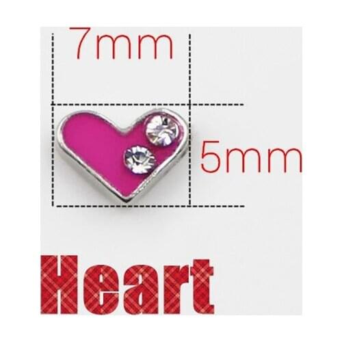 20Pcs/lot Pink Heart Floating Charms Hand-made DIY for Glass Lockets
