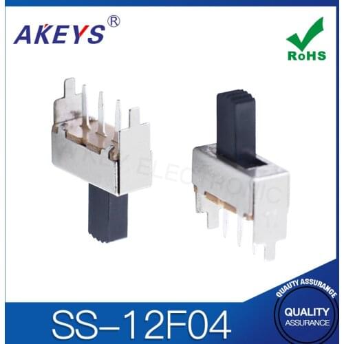 30PCS SS-12F04 1P2T Single pole double throw slide switch 3 pin verticle type with 2 fixed pin handle heights can be customized