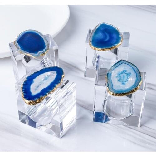 4Pcs/set Agates Napkin Rings Hotel banquet Dinner Table Decoration Supplies party Tableware Holder Natural Stone Napkin Buckle