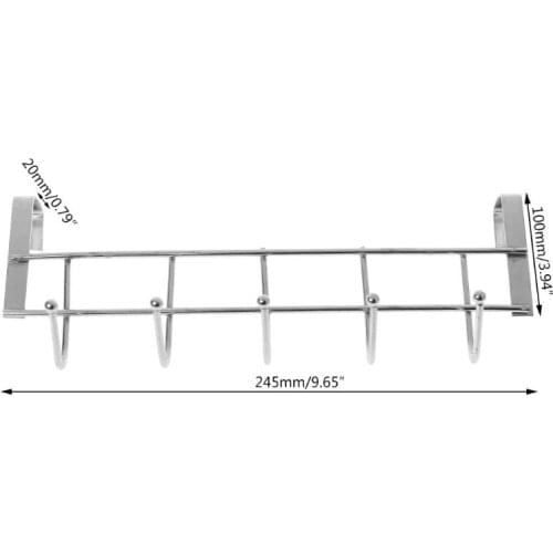 5 Hooks Over Door Clothing Hanger Rack Cabinet Door Loop Holder Shelf For Home Bathroom Kitchen