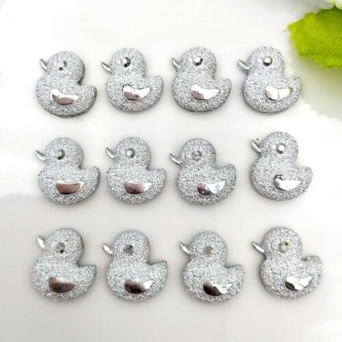 50pcs DIY Silver Duck Rhinestone Flatback Gems Stone for Crafts Clothing Dress Decoration