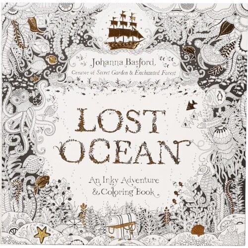 80 Pages 25*25cm English Lost Ocean Enchanted Forest Secret Garden Coloring Book Children Adult Relieve Stress Painting Drawing