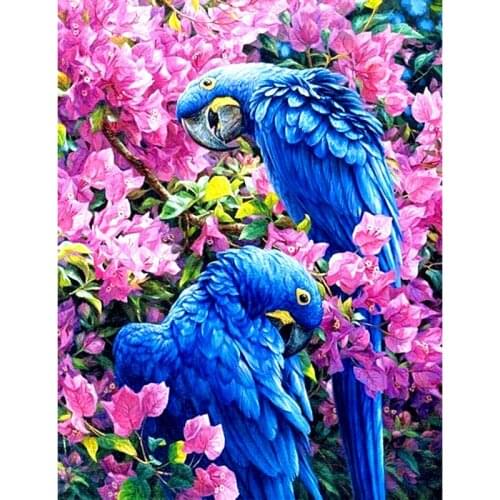Full Square/Round Drill 5D DIY Diamond Painting "Parrot bird & flower" 3D Embroidery Cross Stitch 5D Rhinestone Decor gift