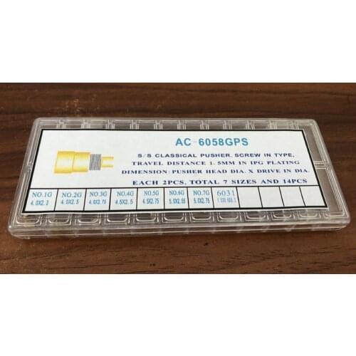 Assortment of 14 PCs Gold Color Watch Parts Screw On Button Pusher for Chronograph Watches
