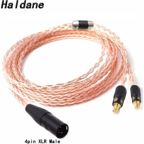 Free Shipping Haldane 2.5/3.5/4.4mm/4pin XLR 8 Croes Single Crystal Copper Headphone Upgrade Cable for CKS1100 E40 E50 E70