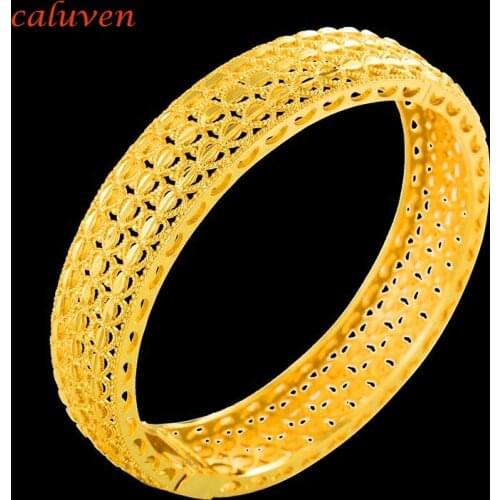 Ethiopian Bangle Bracelets for Women Gold Color Dubai Bride Wedding Bracelet Africa Arab Jewelry for Birthday Gift CEO33