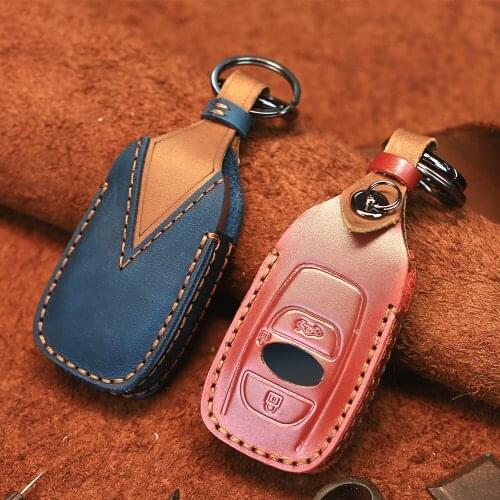 KEYYOU Genuine Leather Car Key Cover Protector Case For Subaru Forester Impreza Outback WRX BRZ XV Crosstrek 2 Buttons