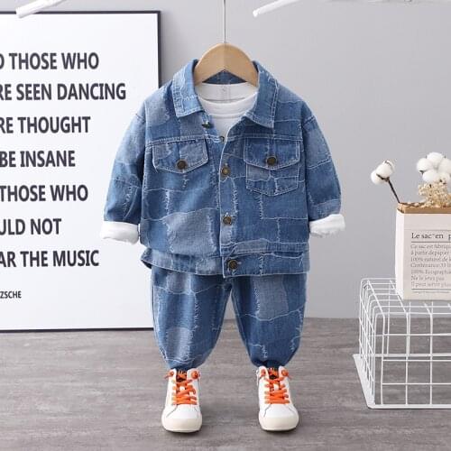 Baby Boys Clothes Sets 2021 Autumn Spring Infant Handsome Toddler Cotton Denim Outfits for Newborn Girls Boys Clothes Suits