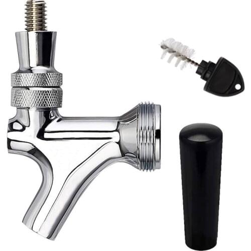 Home Brew Beer Tap, Draft Beer Faucet U.S. Standard Stainless Steel Keg Kegerator Taps with Clean Cap Brush Bar Accessories