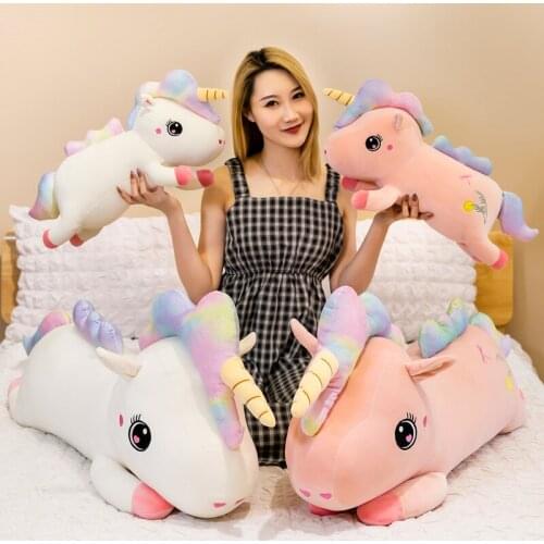 Creative Plush Toys Large Lying Unicorn Doll Comfortable Pillow Childrens Gift Kawaii Decompression Peluche For Child Birthday