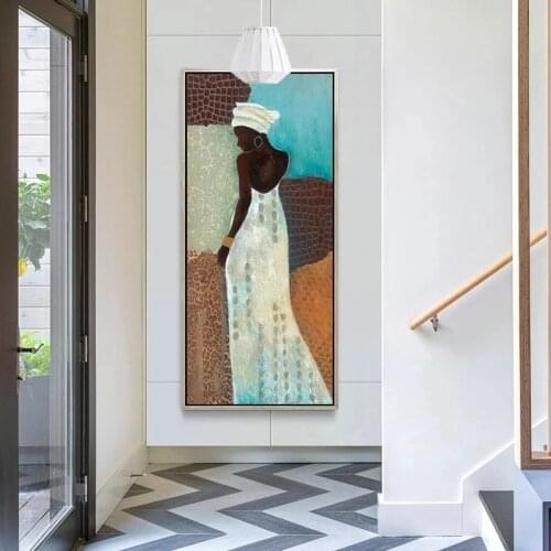 Best Handmade Africa girl Oil Painting Wall Art Modern oil painting Figure Picture Canvas art Home Decoration For Living Room