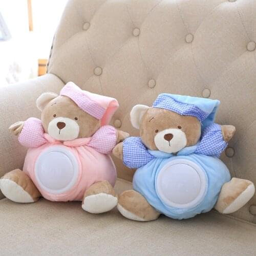 25cm Kawaii Teddy Bear Musical Light Plush Dolls Pat Lamp Sleeping Comfort LED Night Light Appease Bear Toys for Children Gifts
